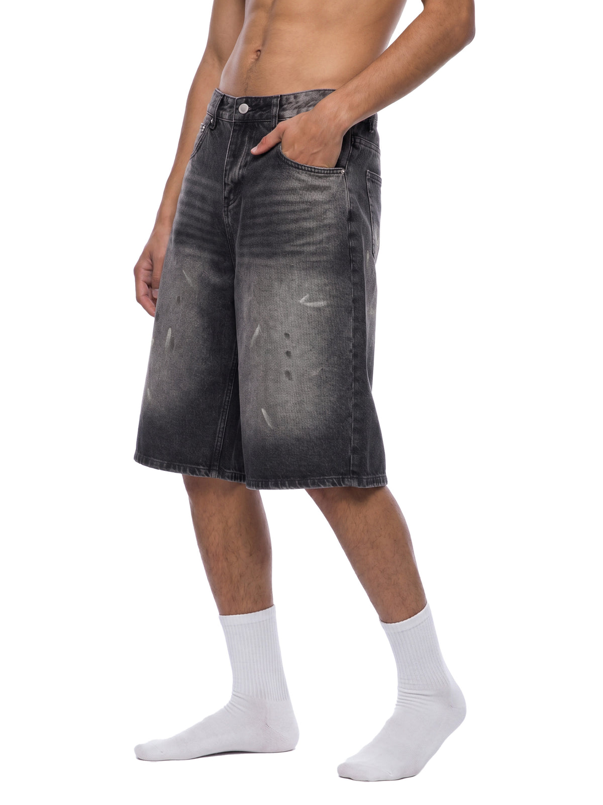 Vandalized Denim Shorts